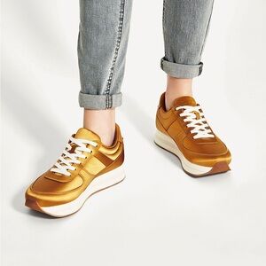Mustard Yellow satin sneakers!